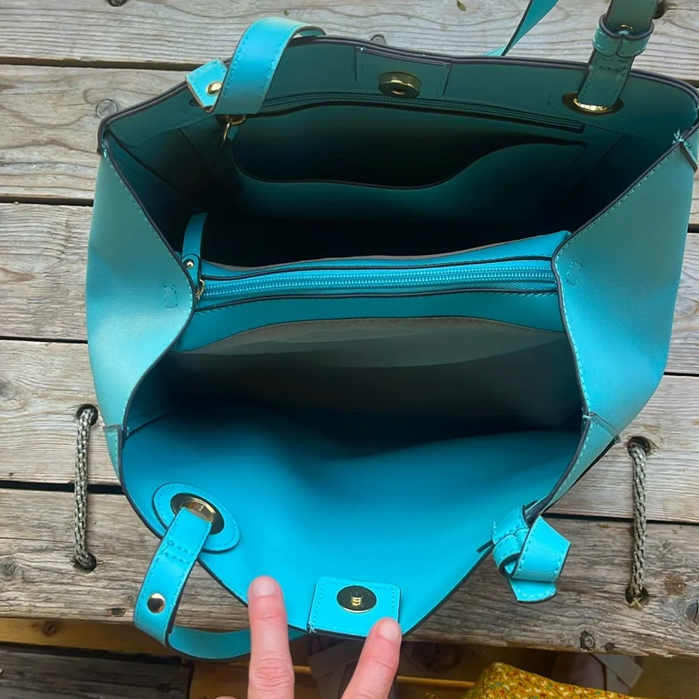 Nanette Lepore Vegan Leather Kassandra Shoulder Bag in “Tiffany Blue” - Picture 5 of 10